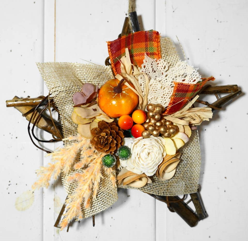 オータムスターリース （6303） 20cm ☆秋のディスプレーに！ 造花