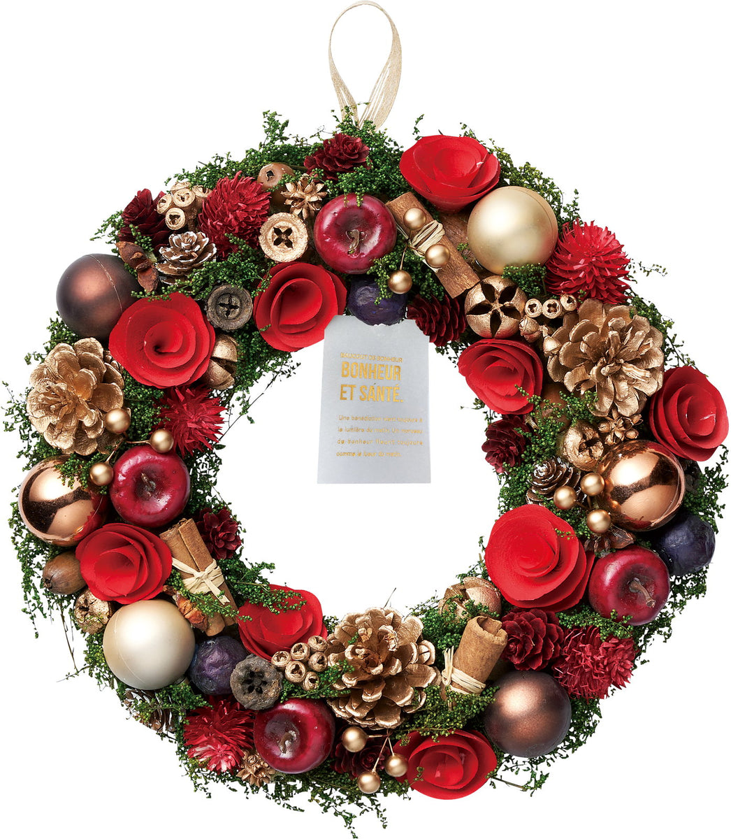 クリスマスリース 30cm レッド27L ドライフラワーのリース – Heartful