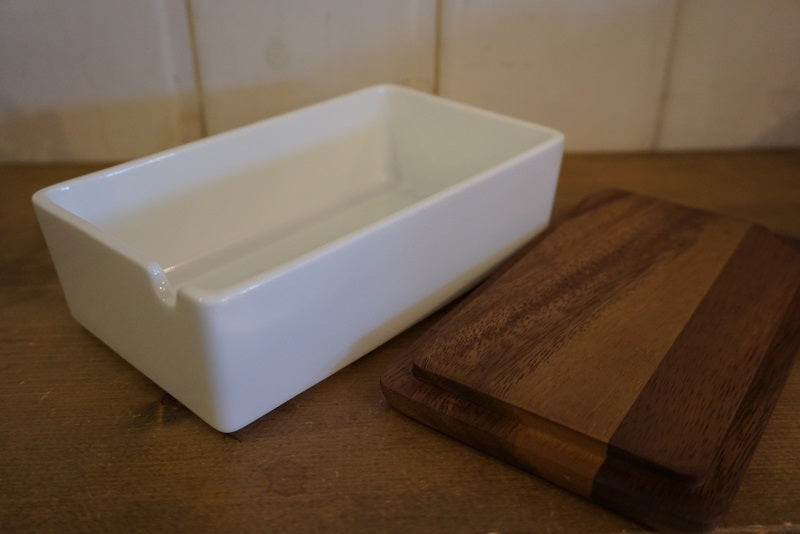 陶器 木ふた バターケース200 日本製【ナチュラル キッチン雑貨 