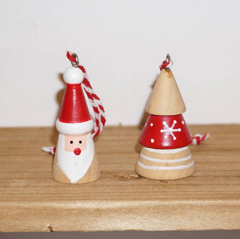 クリスマス  木製オブジェ　ミニツリー＆ミニサンタオーナメント