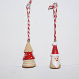 クリスマス  木製オブジェ　ミニツリー＆ミニサンタオーナメント