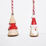 クリスマス  木製オブジェ　ミニツリー＆ミニサンタオーナメント