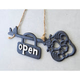 OPEN / CLOSED ドアハンガー　鍵型　看板 サインプレート両面　壁掛用 　コベントアイアン
