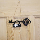 OPEN / CLOSED ドアハンガー　鍵型　看板 サインプレート両面　壁掛用 　コベントアイアン