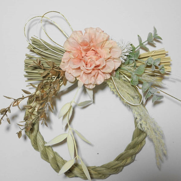 正月飾り しめ縄 おしゃれ ピンクダリア 造花 4495 – Heartful Country