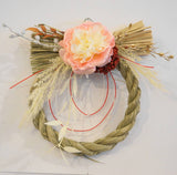 正月飾り しめ縄 おしゃれ　ぼたん/ピオニー　18cm　造花　5545