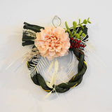 正月飾り しめ縄 おしゃれ　グリーンしめ縄14cm　ぼたん/ピオニー　造花　洋風　5550