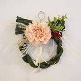 正月飾り しめ縄 おしゃれ　グリーンしめ縄14cm　ぼたん/ピオニー　造花　洋風　5550