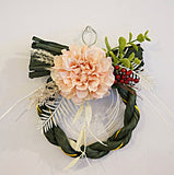 正月飾り しめ縄 おしゃれ　グリーンしめ縄14cm　ぼたん/ピオニー　造花　洋風　5550