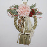 正月飾り しめ縄 おしゃれ　H27cm　　ピンクダリア　造花　5586