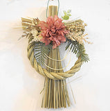 正月飾り しめ縄 おしゃれ　H27cm　モーブダリア　造花　5646