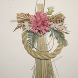 正月飾り しめ縄 おしゃれ　H27cm　モーブダリア　造花　5646