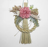 正月飾り しめ縄 おしゃれ　H27cm　モーブダリア　造花　5646