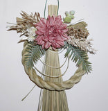 正月飾り しめ縄 おしゃれ　H27cm　モーブダリア　造花　5646