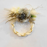 正月飾り しめ縄 おしゃれ　ホワイトしめ縄14cm　ぼたん/ピオニー　造花　洋風　5660