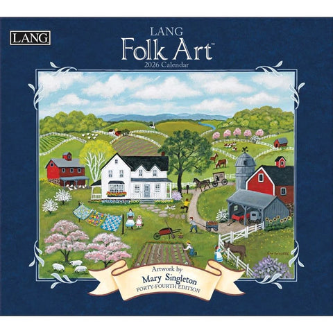 2026 USAカレンダー 壁掛け LANG　Folk Art フォークアート