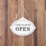 OPEN / CLOSED ドアハンガーホワイト　看板 サインプレート両面　壁掛用