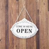 OPEN / CLOSED ドアハンガーホワイト　看板 サインプレート両面　壁掛用