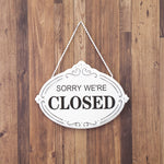 OPEN / CLOSED ドアハンガーホワイト　看板 サインプレート両面　壁掛用