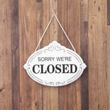 OPEN / CLOSED ドアハンガーホワイト　看板 サインプレート両面　壁掛用