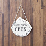 OPEN / CLOSED ドアハンガーホワイト　看板 サインプレート両面　壁掛用