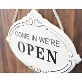 OPEN / CLOSED ドアハンガーホワイト　看板 サインプレート両面　壁掛用