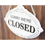 OPEN / CLOSED ドアハンガーホワイト　看板 サインプレート両面　壁掛用
