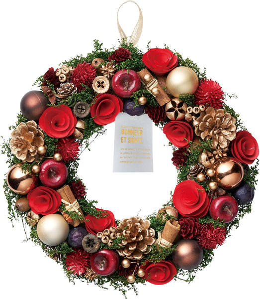 クリスマスリース 30cm レッド27L ドライフラワーのリース – Heartful